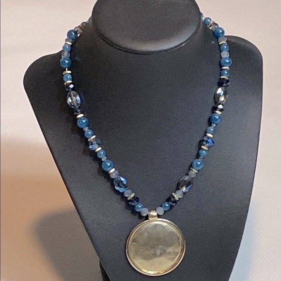 Chico's Blue and Gold Necklace with Elegant Pendant - Picture 8 of 8